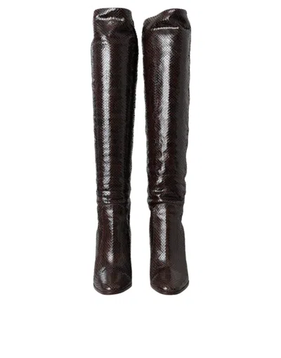 Dolce & Gabbana Python Leather Boot In Brown