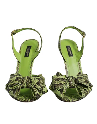Dolce & Gabbana Python Leather Heel Sandal In Green