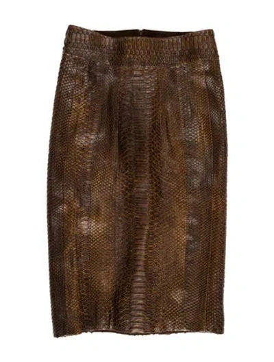 Pre-owned Dolce & Gabbana Python Mini Skirt In Brown