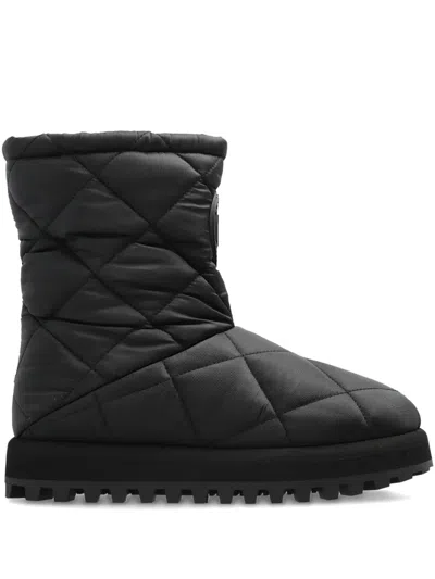 Dolce & Gabbana Quilted-effect Logo-detail Boots In Black