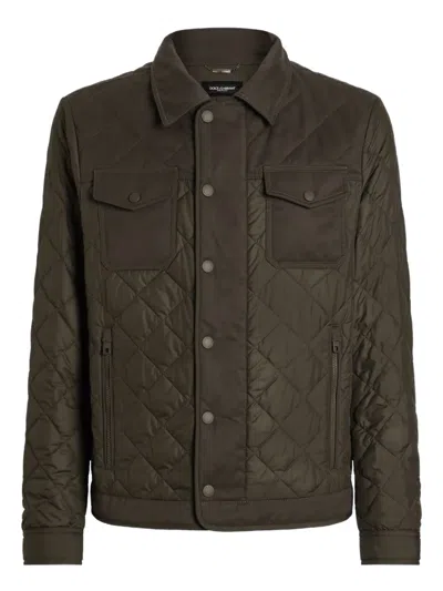 Dolce & Gabbana Quilted Flap-pocket Shirt Jacket In Brown