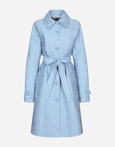 Dolce & Gabbana Quilted Floral Jacquard Trench Coat In Purple