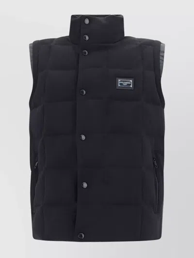 Dolce & Gabbana Quilted High-necked Padded Sleeveless Vest In Black