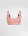 Dolce & Gabbana Quilted Jacquard Bralette Top With Dg Logo In Pink