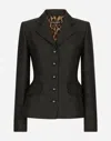 Dolce & Gabbana Black Logo Jacquard Single-breasted Blazer In Black