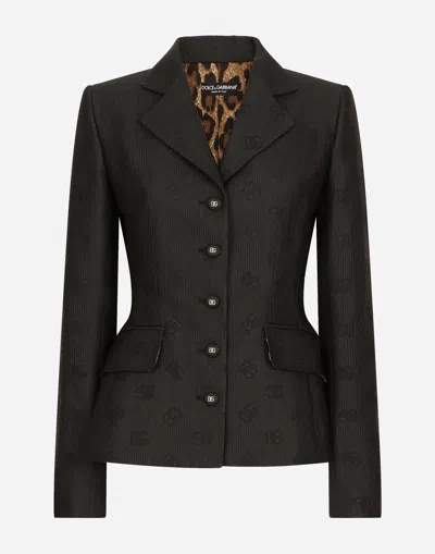DOLCE & GABBANA QUILTED JACQUARD DOLCE JACKET WITH DG LOGO