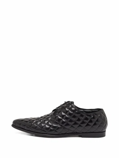 Pre-owned Dolce & Gabbana Quilted Lace-up Derby Shoes In Black