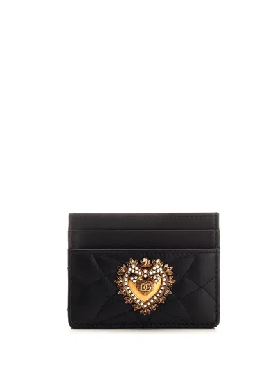 Dolce & Gabbana Quilted Leather Card Case In Nero