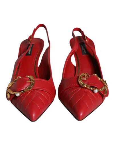 Dolce & Gabbana Quilted Leather Slingback Heel In Red