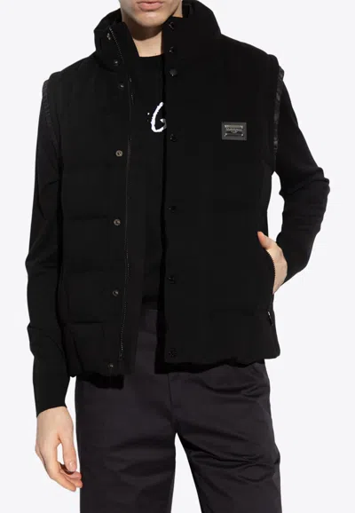 Dolce & Gabbana Quilted Logo-plaque Vest In Black