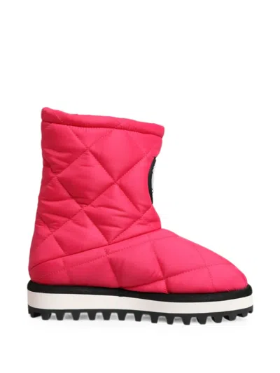 Dolce & Gabbana Viscose Padded Mid Calf Slipper Boots In Pink
