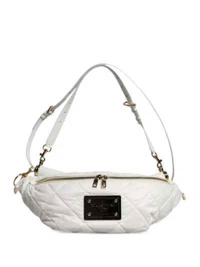 Dolce & Gabbana Quilted Logo-plaque Belt Bag In White