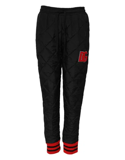 Dolce & Gabbana Quilted Nylon-polyester Jogger Pants In Black