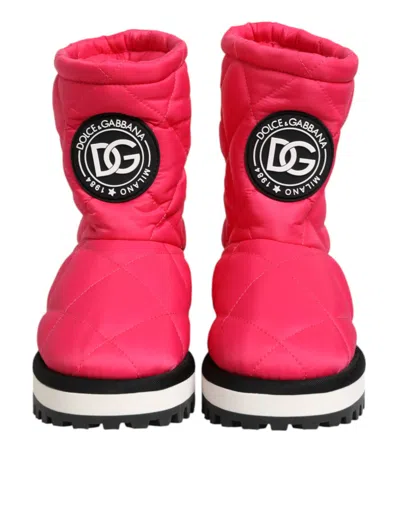 Dolce & Gabbana Quilted Padded Boot In Pink