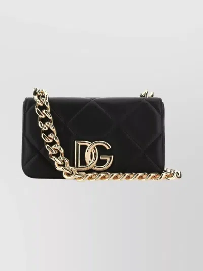 Dolce & Gabbana Quilted Shoulder Bag Chain Strap In Black