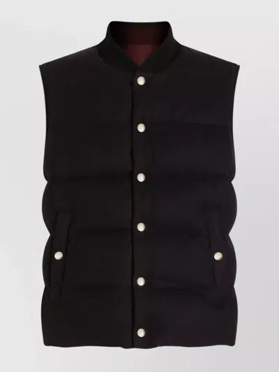 DOLCE & GABBANA QUILTED SLEEVELESS REVERSIBLE RIBBED COLLAR JACKET