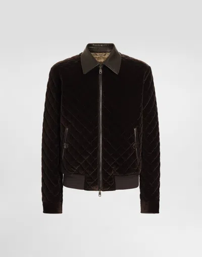 Dolce & Gabbana Quilted Velvet Bomber Jacket
