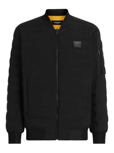 Dolce & Gabbana Quilted Zip-up Jacket In Black