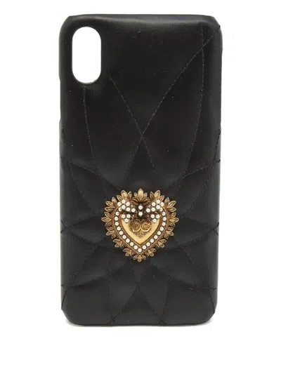 Pre-owned Dolce & Gabbana Quilted-heart Iphone Xs Case In Black