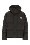 Dolce & Gabbana Ylon Twill Down Jacket With Logo Plate In Black