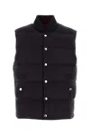 Dolce & Gabbana Quilted Sleeveless Reversible Ribbed Collar Jacket In Blue