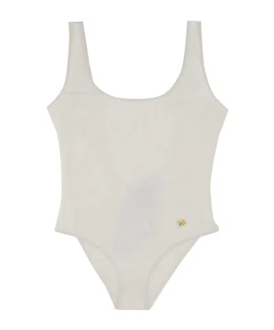 Dolce & Gabbana Racer-style Logo-plaque Swimsuit In White