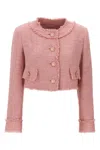 Dolce & Gabbana Pink Crop Jacket With Logoed Buttons
