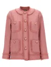 Dolce & Gabbana Rachel Tweed Single-breasted Collarless Jacket In Pink