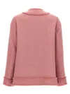 Dolce & Gabbana Rachel Tweed Single-breasted Collarless Jacket In Rosa Polvere