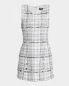 Dolce & Gabbana Lurex Raschel Tweed A-line Minidress With Dg-branded Buttons In Greycheck