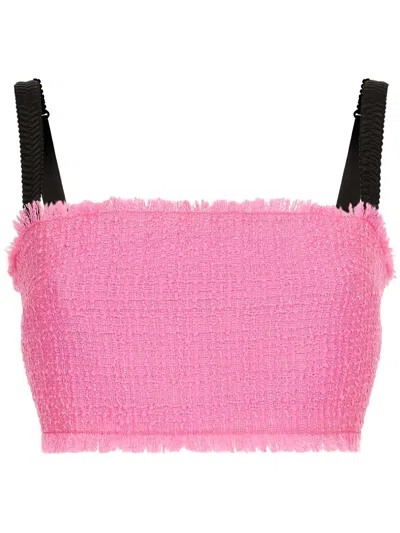 Dolce & Gabbana Crop-top In Tweed Fucsia  Donna In Pink