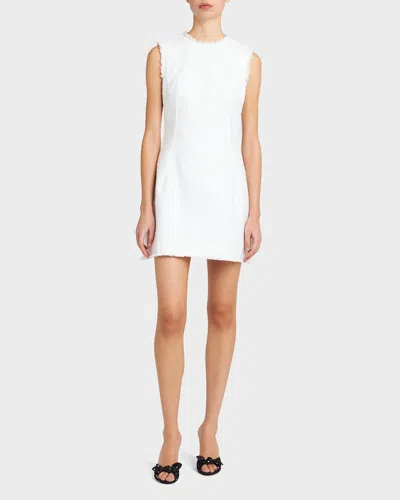 Dolce & Gabbana Rachel Linen Mini Dress With Frayed Trim In White