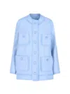 Dolce & Gabbana Light Blue Single-breasted Jacket With Logo Detail On Buttons In Cotton Blend Woman In Light Blue