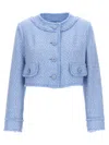 Dolce & Gabbana Light Blue Tweed Blazer In Light Blue