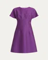 Dolce & Gabbana Rachel Short-sleeve Tweed Mini Dress In Purple