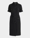 Dolce & Gabbana Rachel Tweed Belted Midi Shirtdress In Black