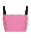 Dolce & Gabbana Raschel Tweed Crop Top With Straps In Pink