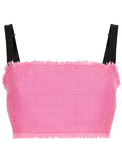 Dolce & Gabbana Crop-top In Tweed Fucsia  Donna In Pink