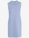 Dolce & Gabbana Light Blue Sleeveless Raschel Tweed Dress With Dg Logo In Clear Blue