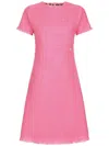 Dolce & Gabbana Pink Short-sleeve Tweed Minidress In Pink