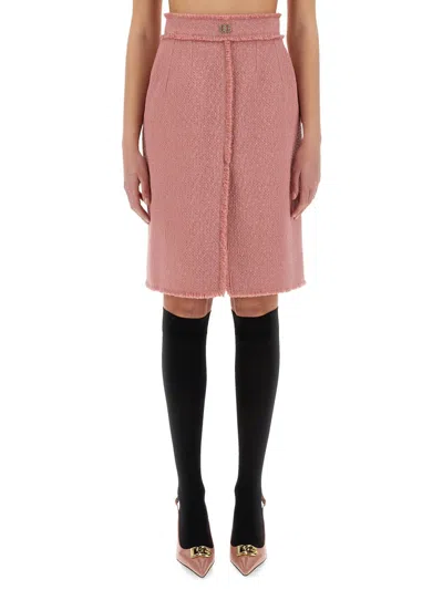 Dolce & Gabbana "rachel" Tweed Midi Skirt In Pink