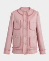 Dolce & Gabbana Rachel Tweed Single-breasted Collarless Jacket In Dark Pink