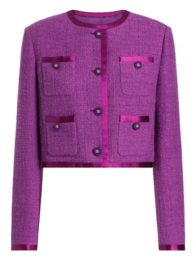 Dolce & Gabbana Rachel Tweed Single-breasted Jacket In Purple