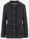 Dolce & Gabbana Black Single-breasted Jacket With Branded Button In Tweed Woman In Black