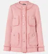 Dolce & Gabbana Rachel Tweed Single-breasted Collarless Jacket In Pink