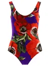 Dolce & Gabbana Flower Power Olympic One-piece Swimsuit In Purple