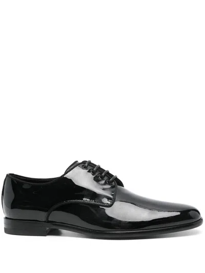 Dolce & Gabbana Raffaello Black Leather Derby Shoes In Multi