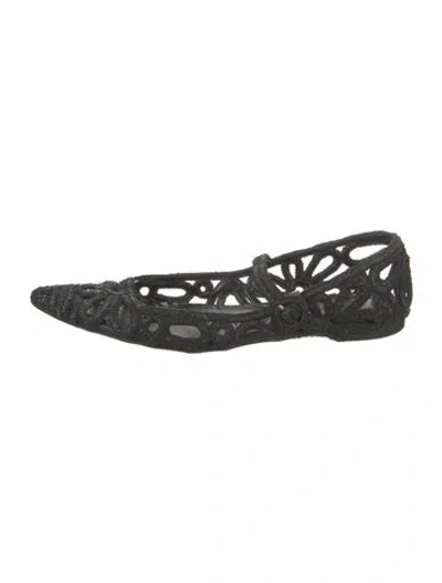Pre-owned Dolce & Gabbana Raffia Ballet Flats In Green