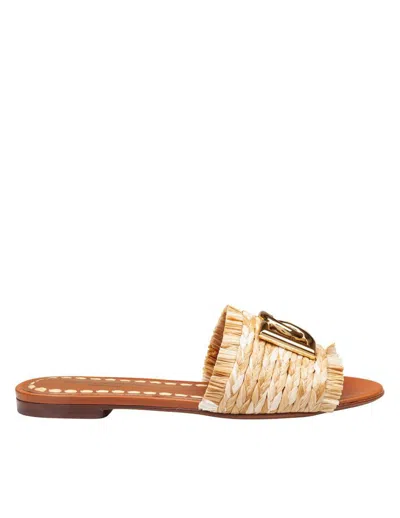 DOLCE & GABBANA DOLCE & GABBANA RAFFIA BRAID SLIPPER WITH FRINGES