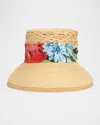 Dolce & Gabbana Raffia Bucket Hat With Silk Scarf In Gray
